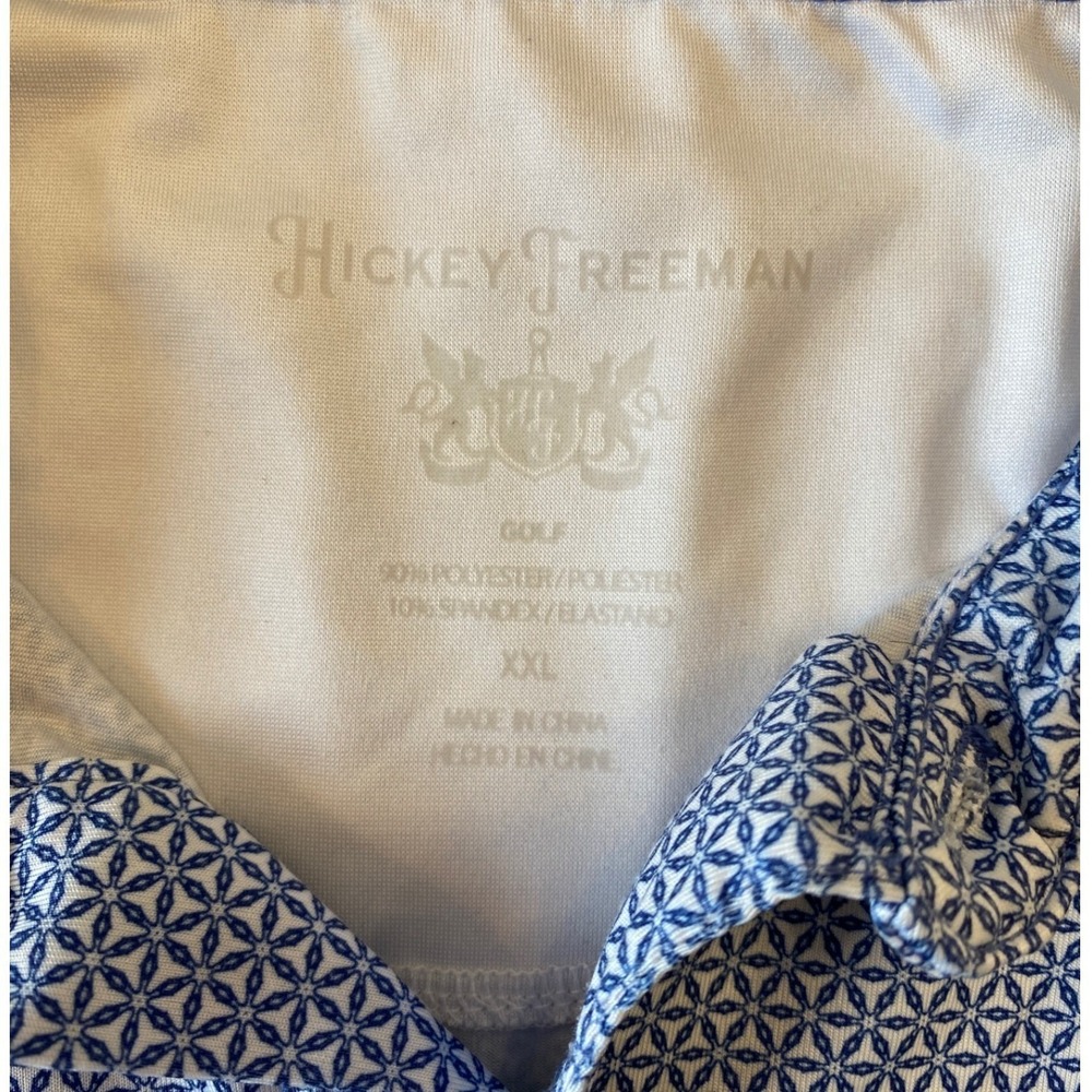 Hickey Freeman Mens Golf Polo Shirt XXL Blue Geo Print Short Sleeve Collared - Picture 4 of 9